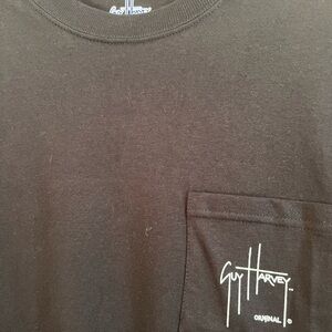 Guy Harvey by AFTCO Black Short-Sleeve Pocket Tee with White Logo